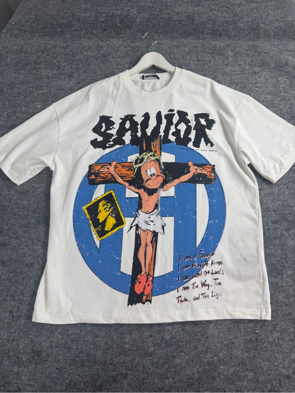 Hellstar Jesus Shirt Men XL Savior Cartoon Cross n215